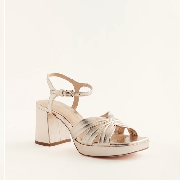 Reformation Shoes - Reformation Maize Platform Sandal Gold - Size 8.5